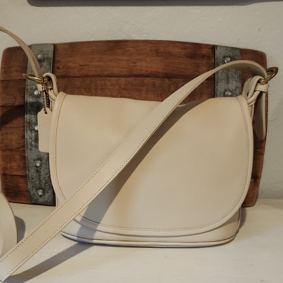 Gorgeous 90s Vintage Coach Fletcher Leather Crosssbody 4150 Off White - Picture 14 of 14